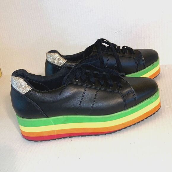 VERY VOLATILE Los Angeles Rainbow Platform Retro Y2K 80s Sneakers Womens Size 10 - Picture 1 of 14
